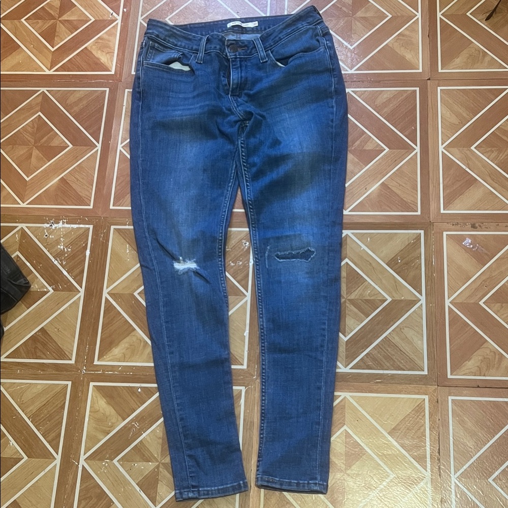 Levi's Dark Blue Skinny Distressed Jeans
